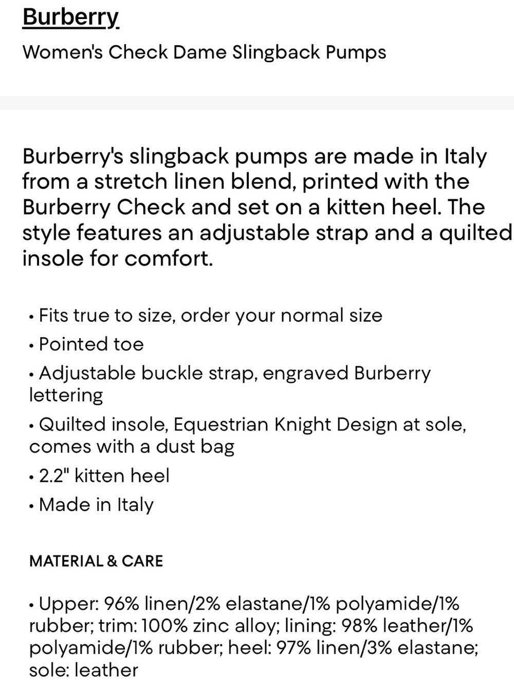 Burberry Women's Check Dame Slingback Pumps - Picture 10 of 10